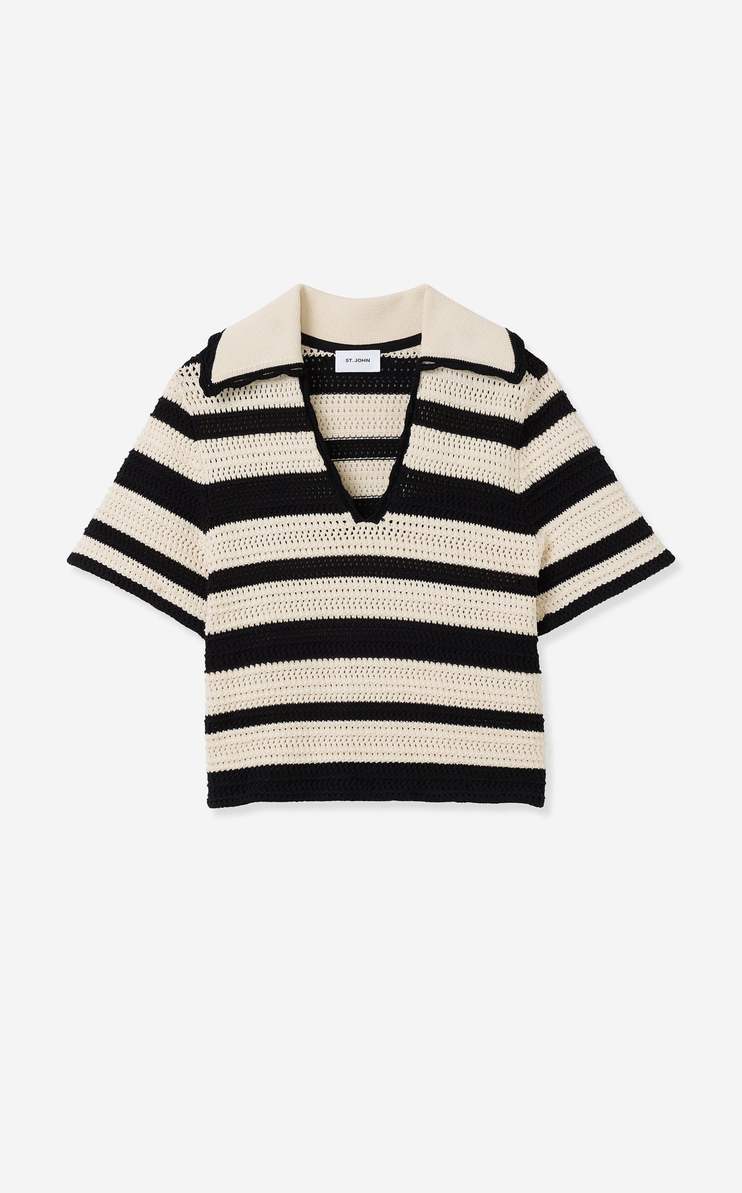 Reagan Sweater in Striped Pointelle Knit