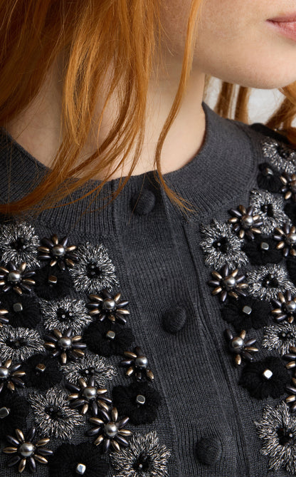 Seraphina Cardigan in Hand Beaded Knit