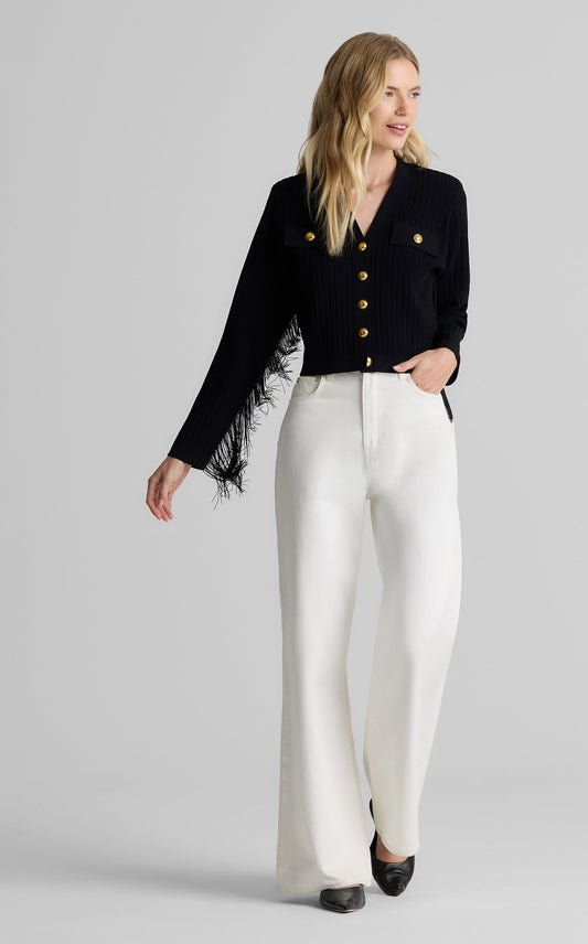 Priscilla Jacket in Fringed Rib Knit