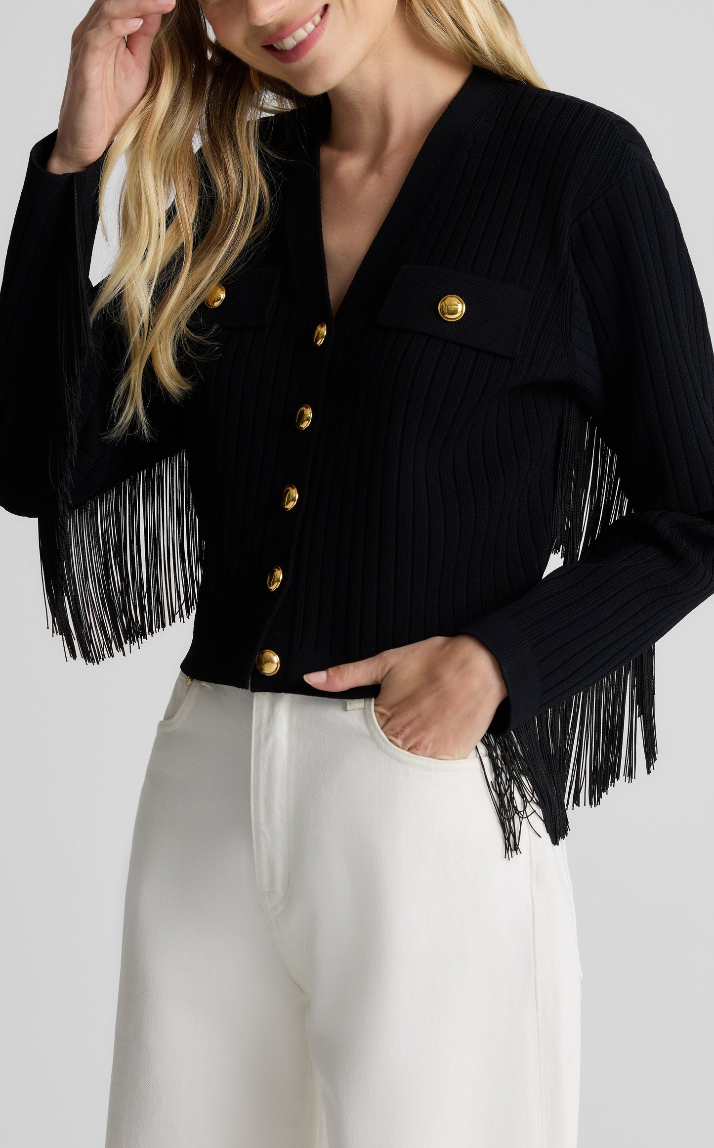 Priscilla Jacket in Fringed Rib Knit