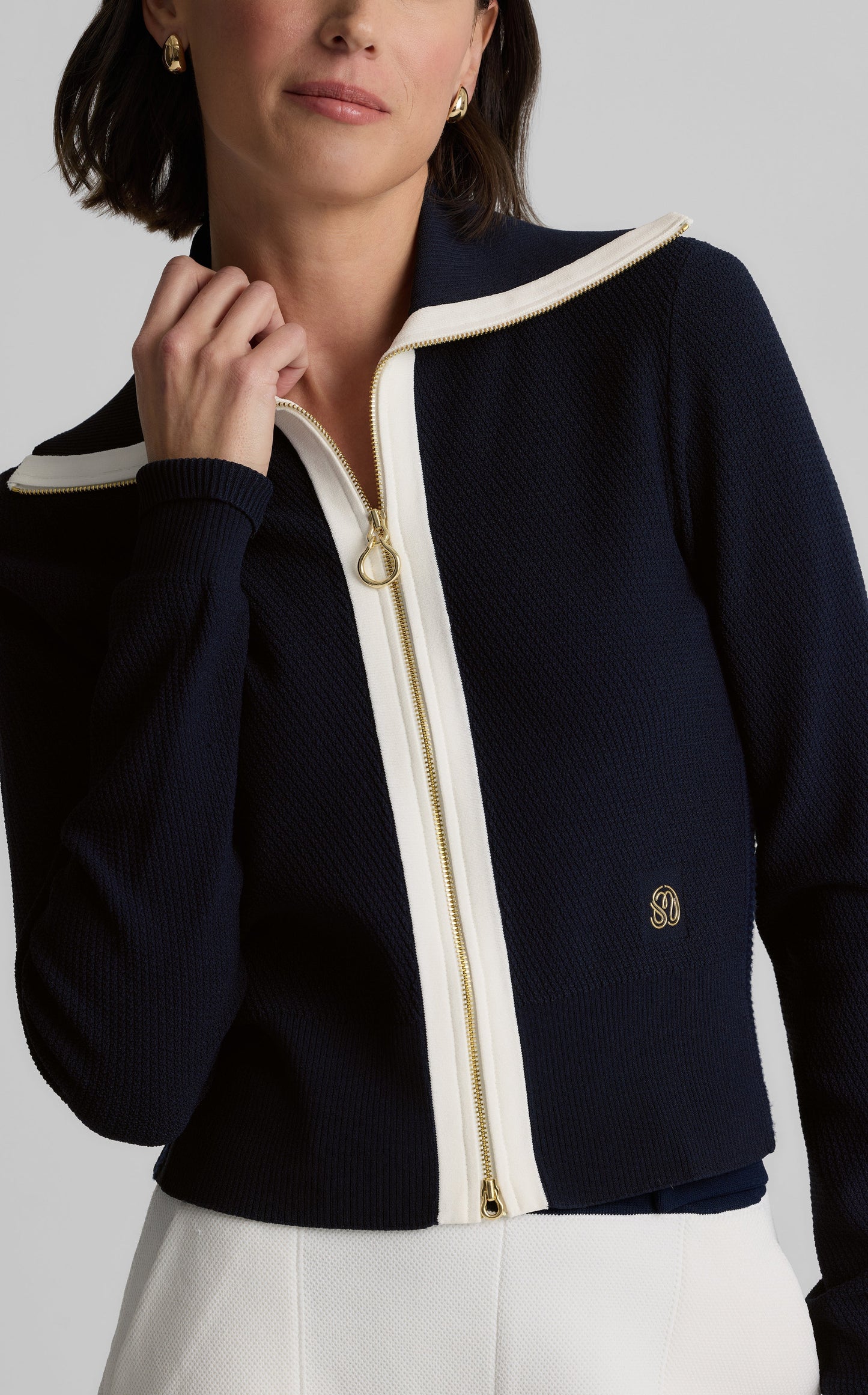 Danielle Jacket in St. John x Malbon Diagonal Stretch Knit