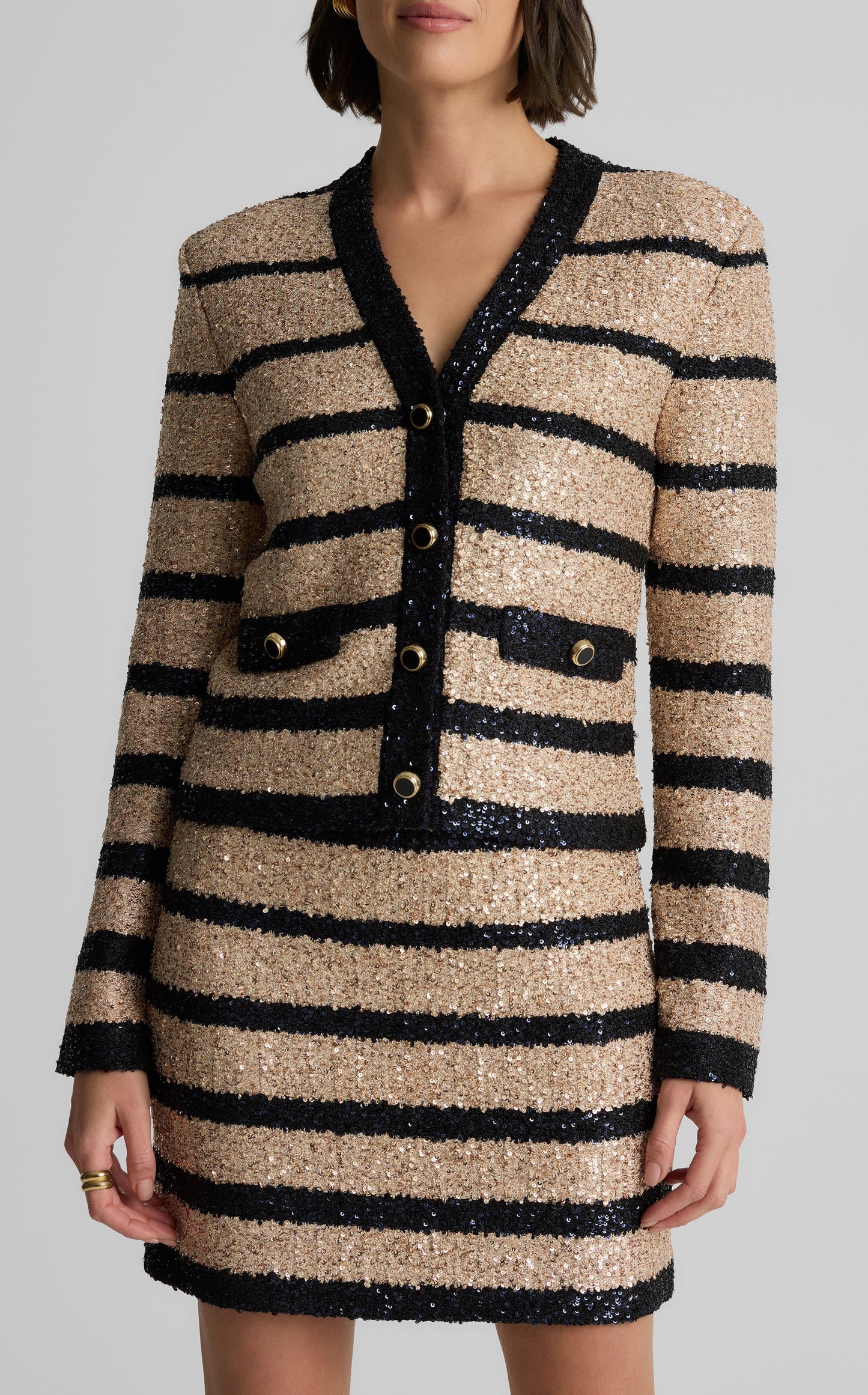 Jolene Jacket in Stripe Sequin Knit