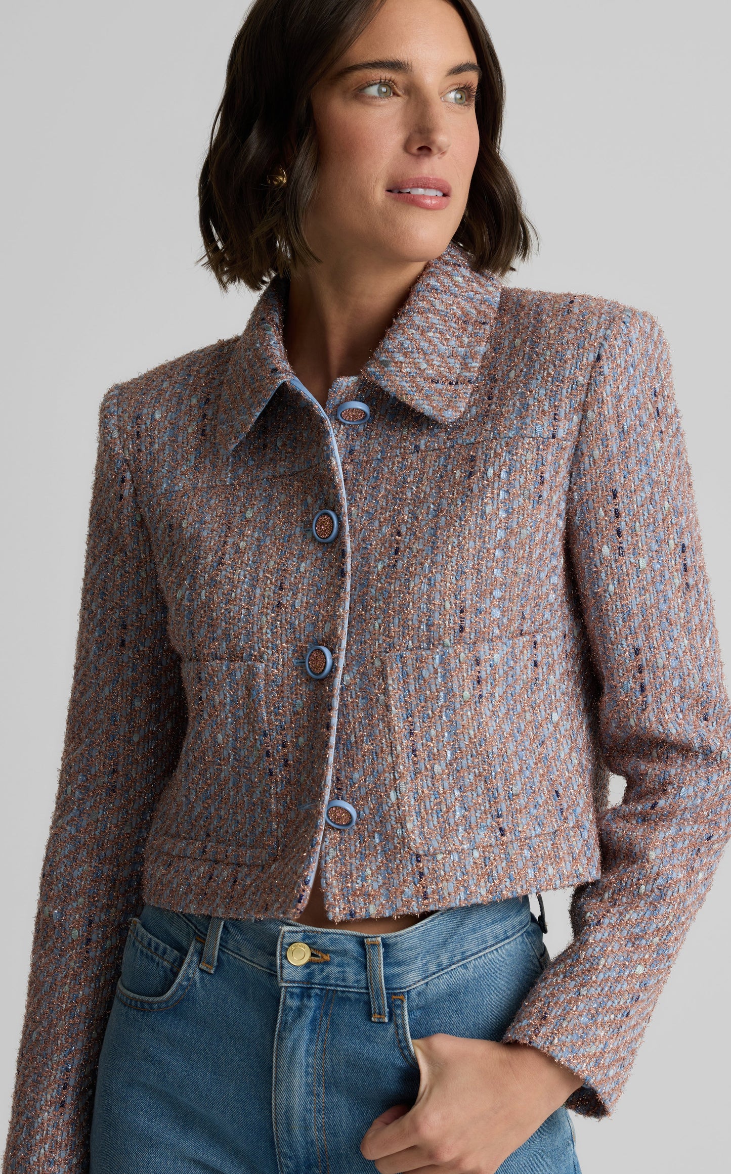 Naomi Jacket in Azure Tweed