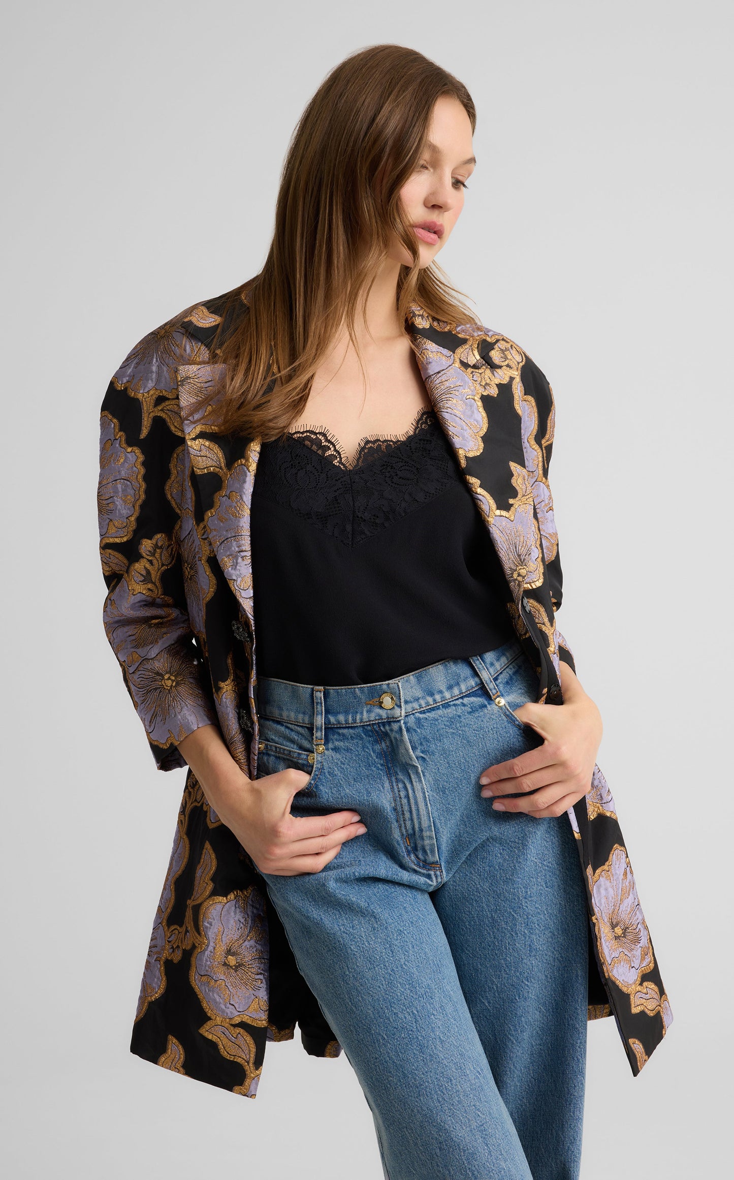 Maxine Jacket in Poppy Floral Jacquard