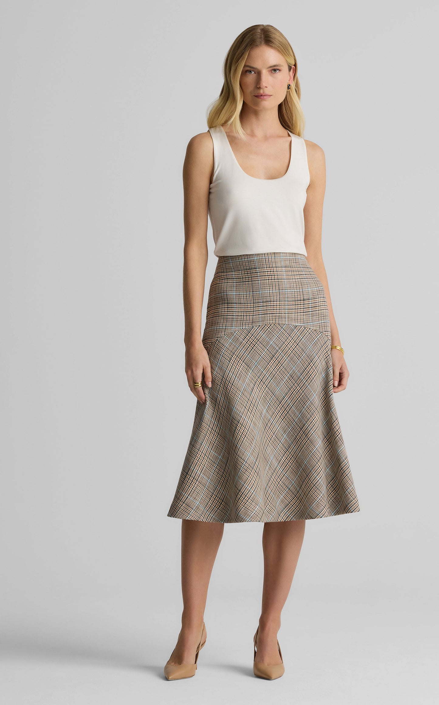 Collins Skirt in Stretch Plaid