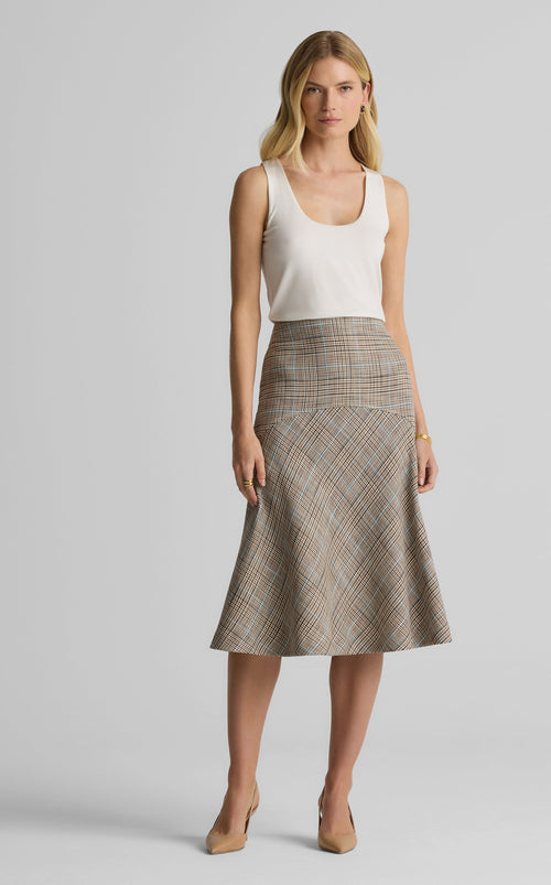 Collins Skirt in Stretch Plaid