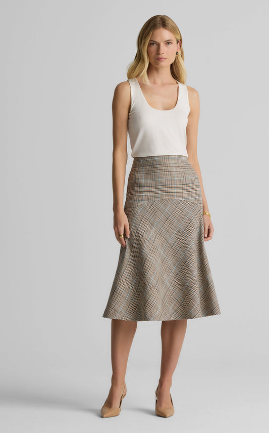 Collins Skirt in Stretch Plaid