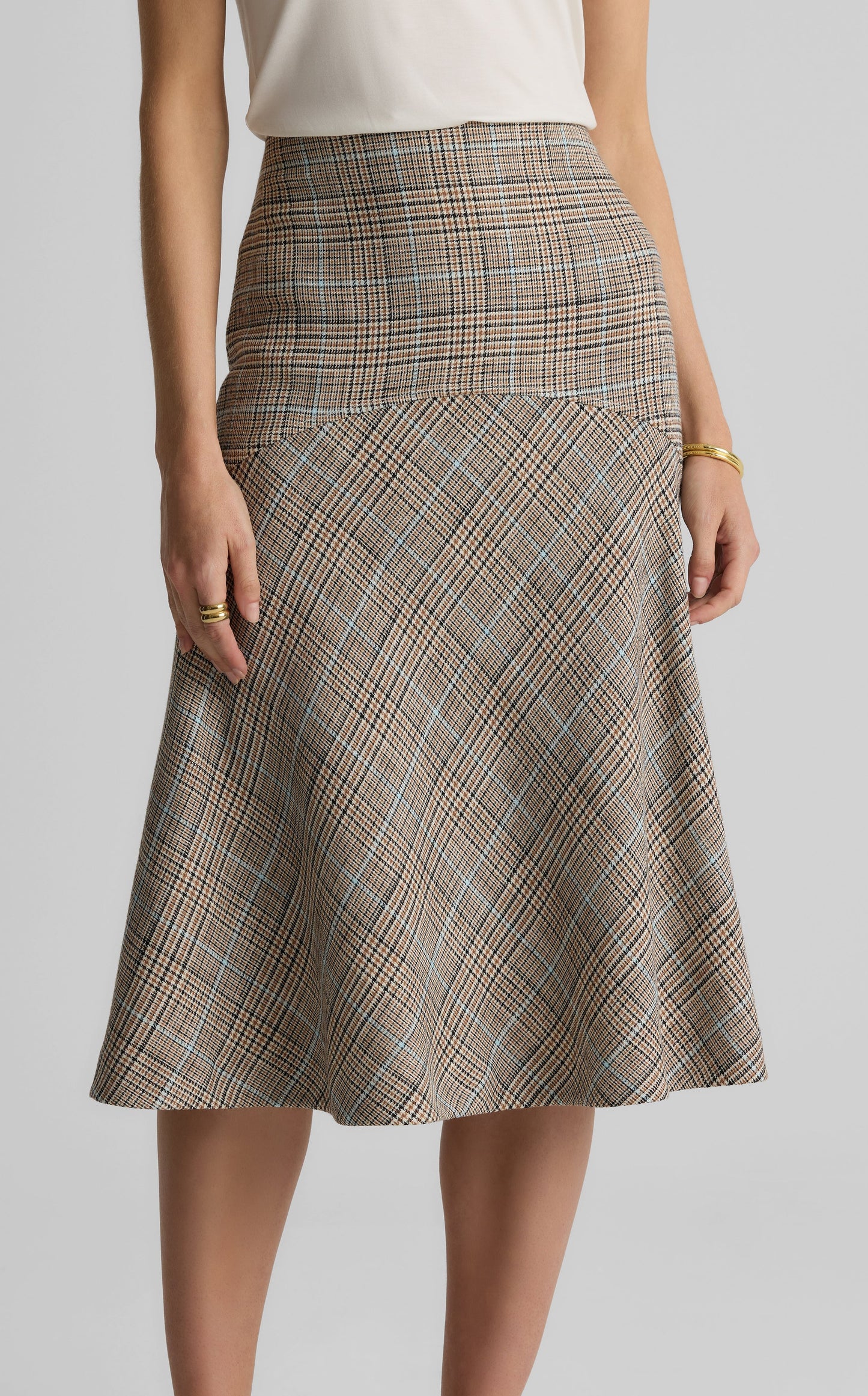 Collins Skirt in Stretch Plaid