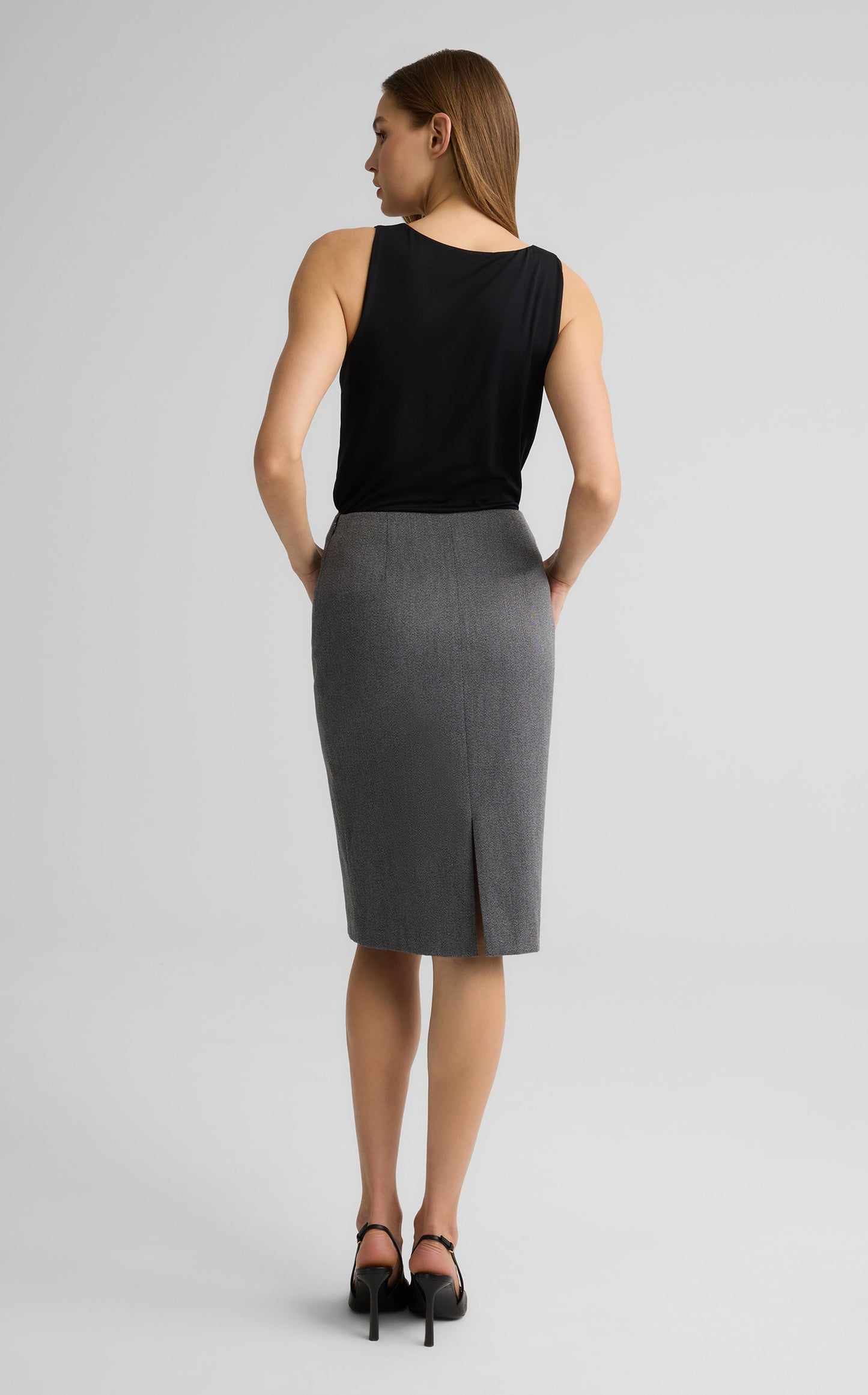 Sylvia Skirt in Stretch Twill Suiting