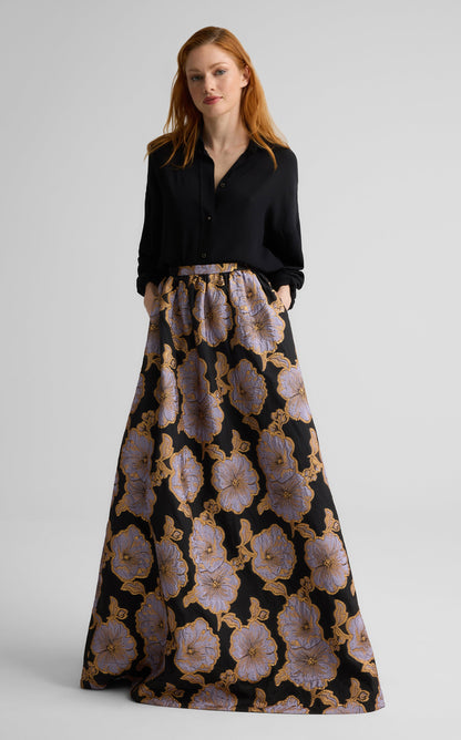 Bethany Skirt in Poppy Floral Jacquard