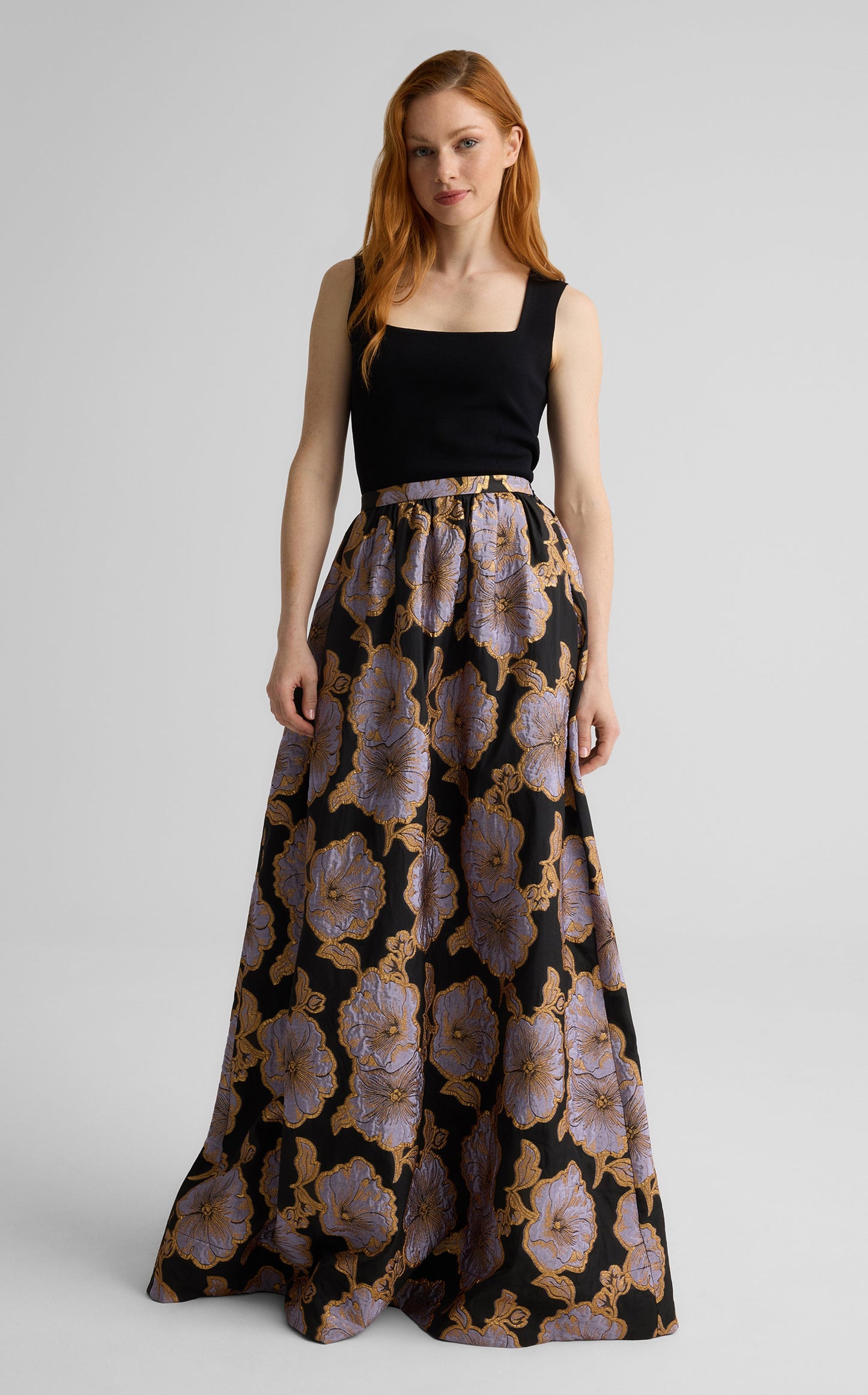 Bethany Skirt in Poppy Floral Jacquard