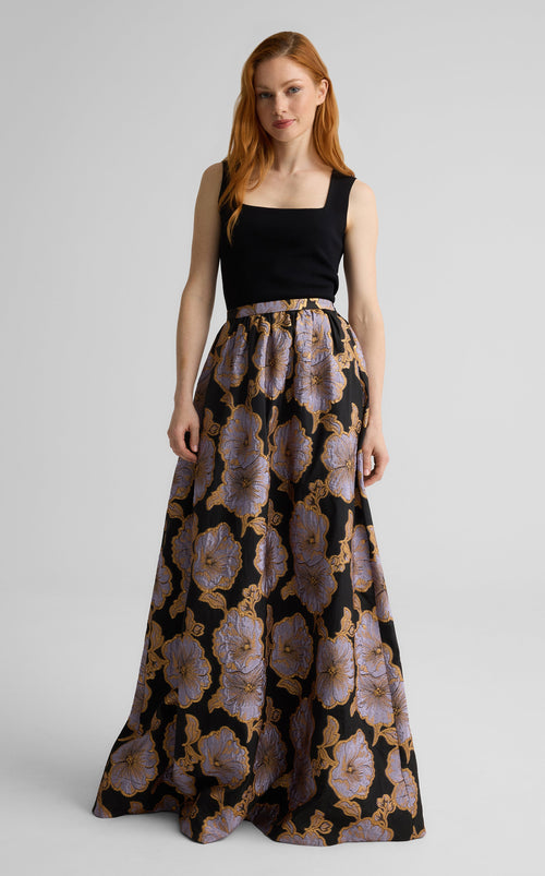 Bethany Skirt in Poppy Floral Jacquard