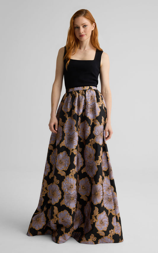 Bethany Skirt in Poppy Floral Jacquard