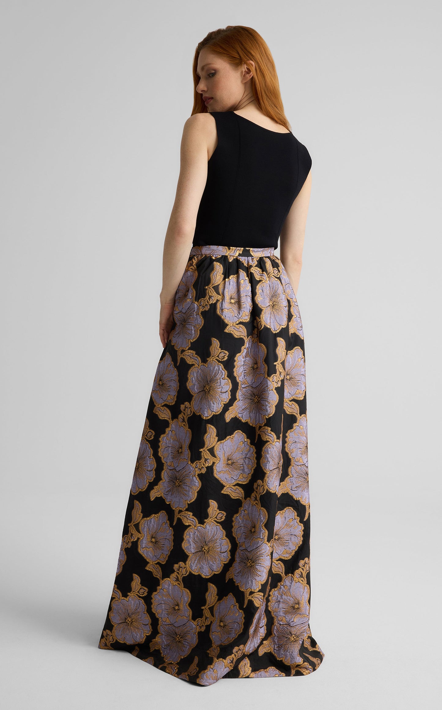 Bethany Skirt in Poppy Floral Jacquard