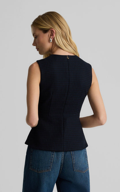 Sloane Top in Stretch Houndstooth