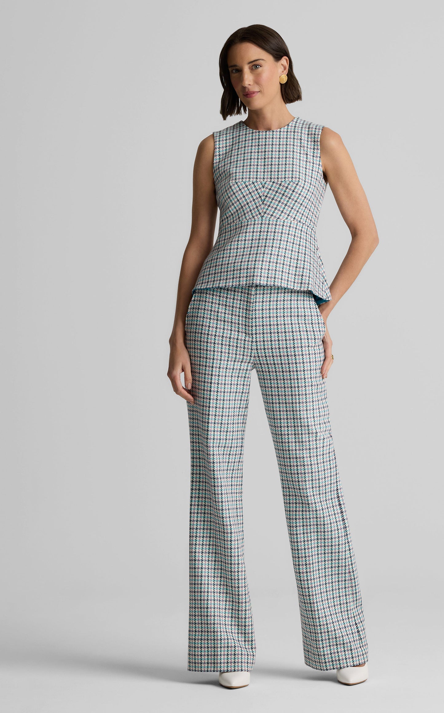 Sloane Top in Stretch Houndstooth