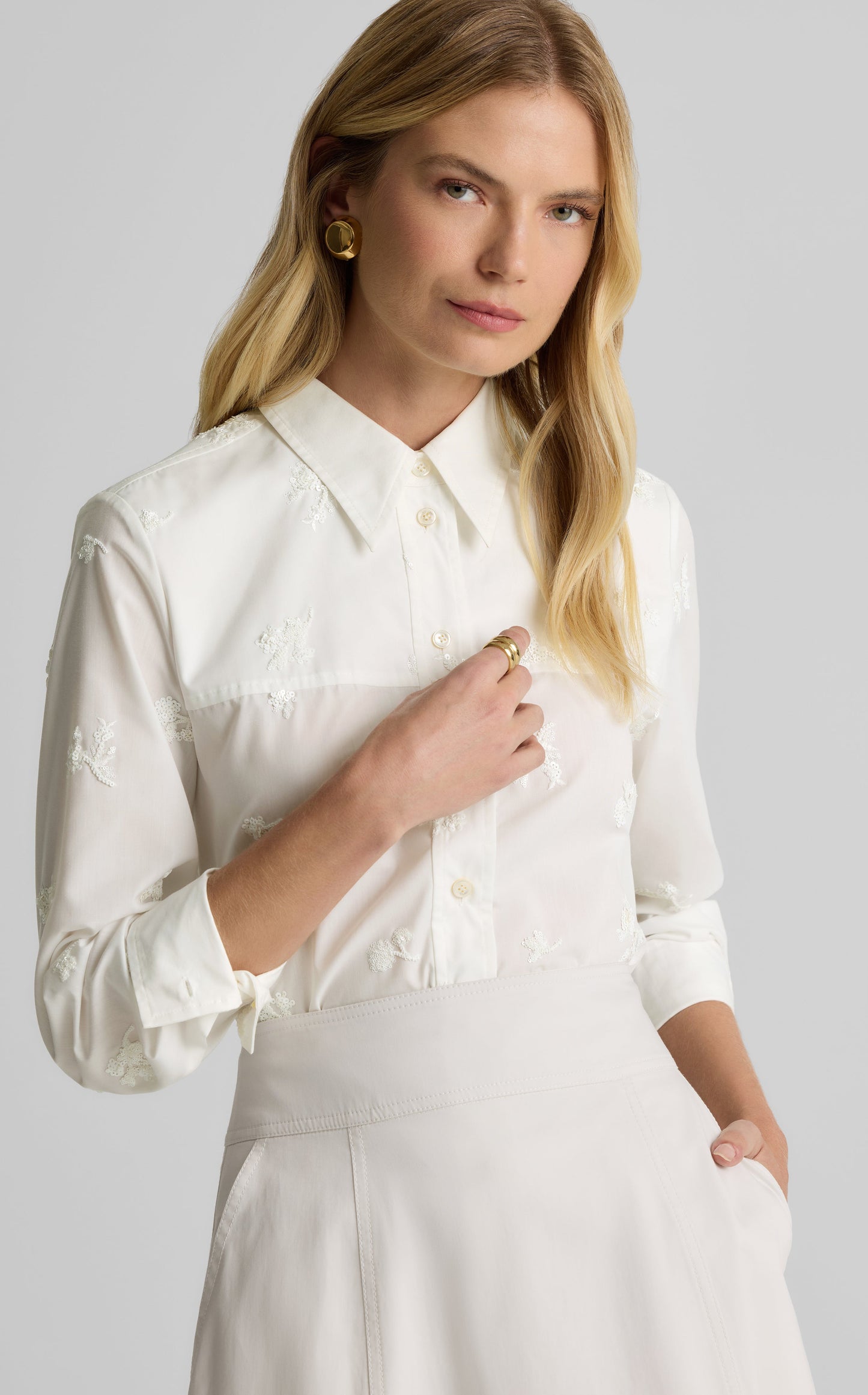 Tessa Top in Sequin Poplin