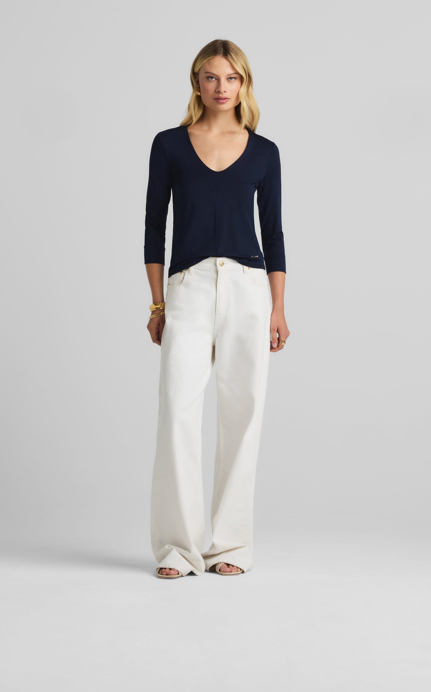 Polished Jersey V-Neck Top