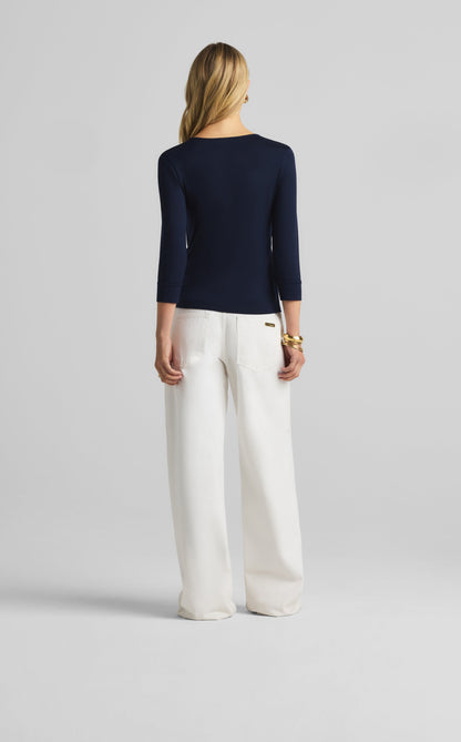 Polished Jersey V-Neck Top