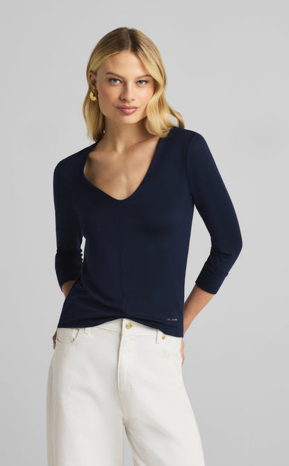Polished Jersey V-Neck Top