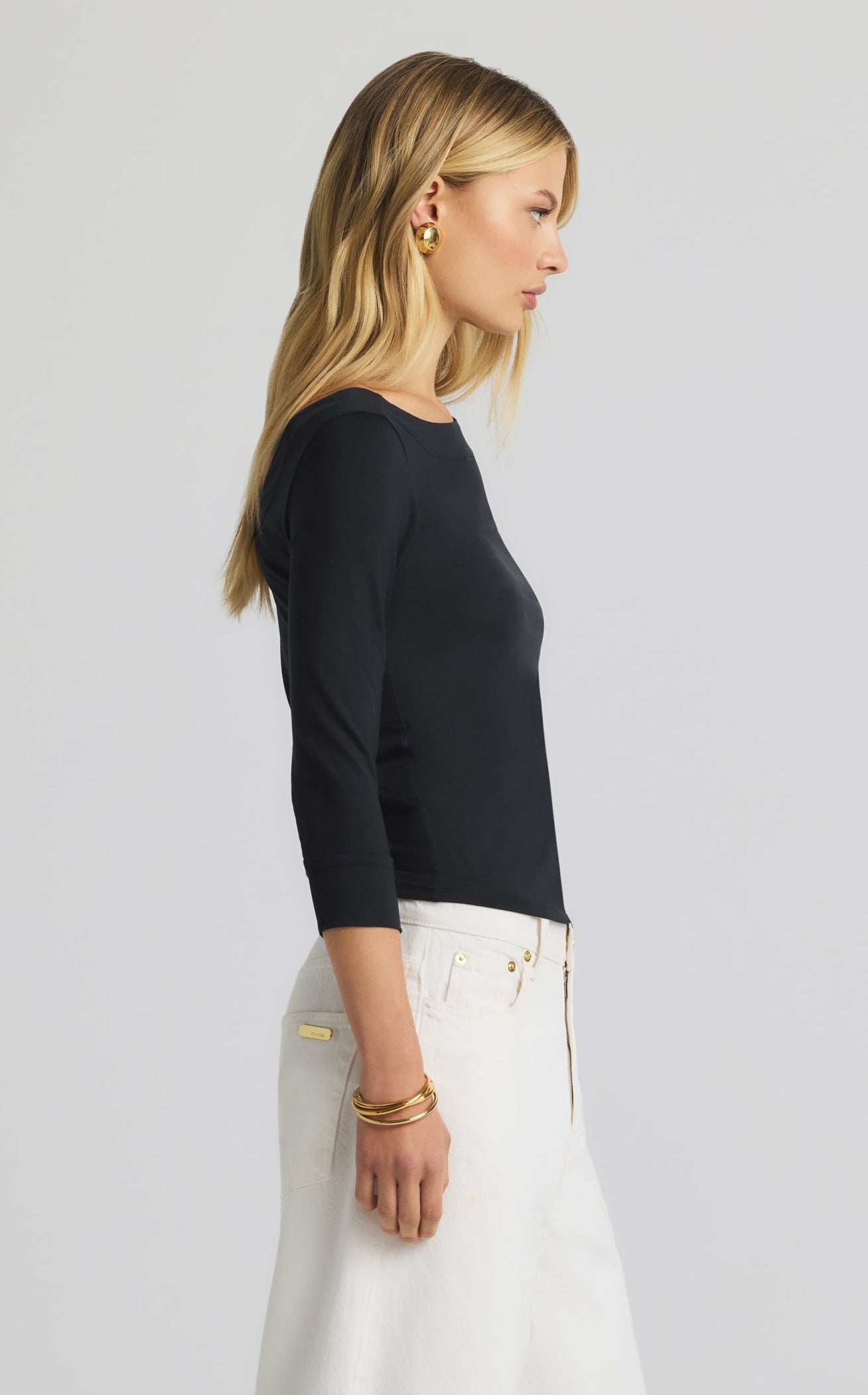 Polished Jersey Boatneck Top