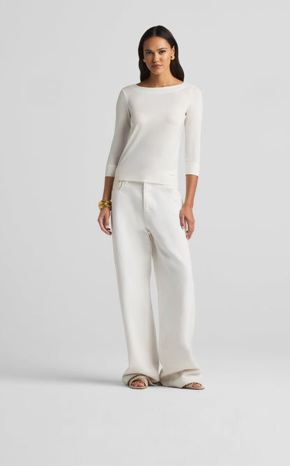 Polished Jersey Boatneck Top