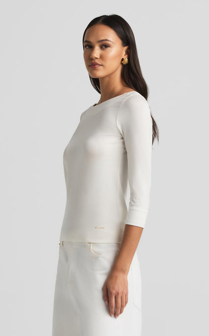 Polished Jersey Boatneck Top