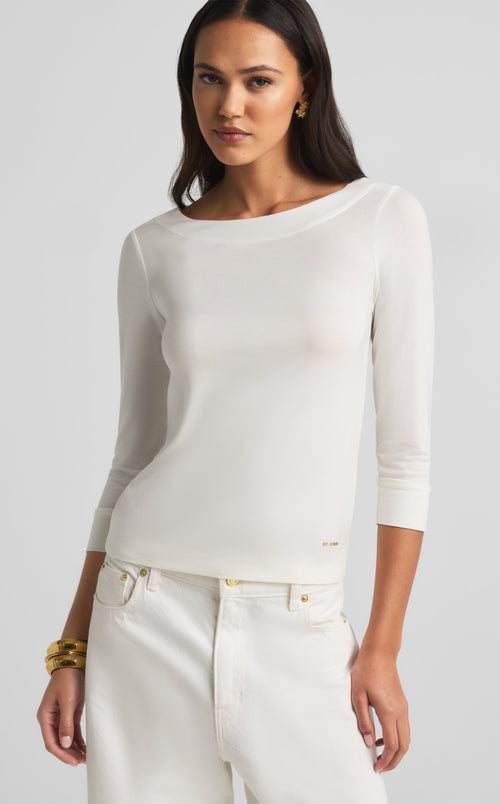 Polished Jersey Boatneck Top