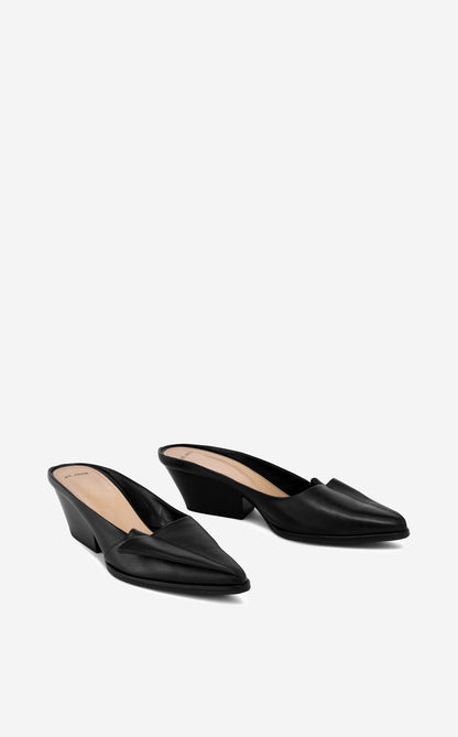 Pleated Leather Mule