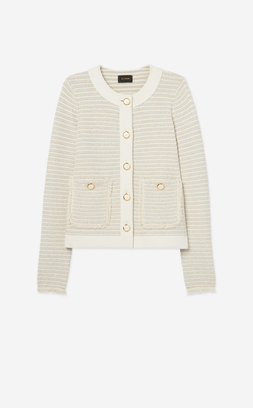 Fringe Knit Short Jacket