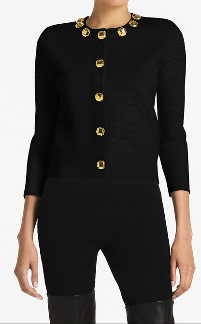 Studded Pique Knit Cardigan
