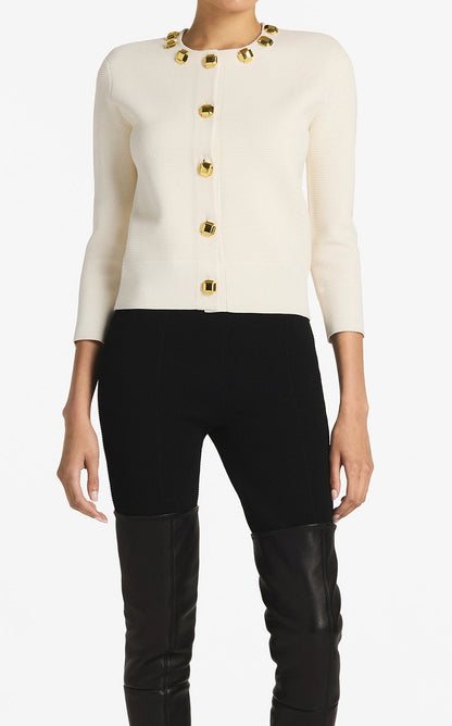 Studded Pique Knit Cardigan