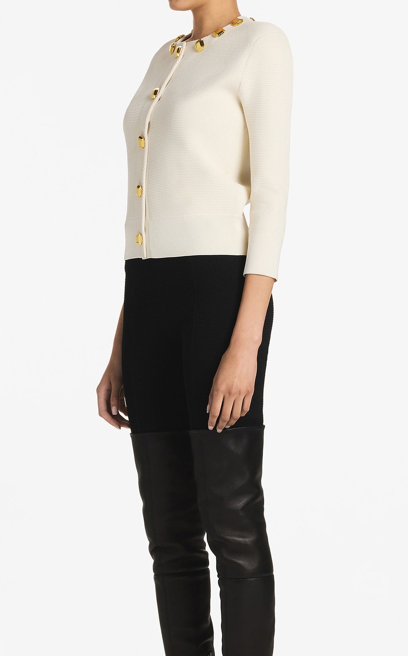 Studded Pique Knit Cardigan